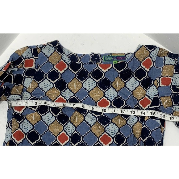 BOMBAY PAISLEY Cropped Short Sleeve Linen Blouse M - Picture 8 of 8